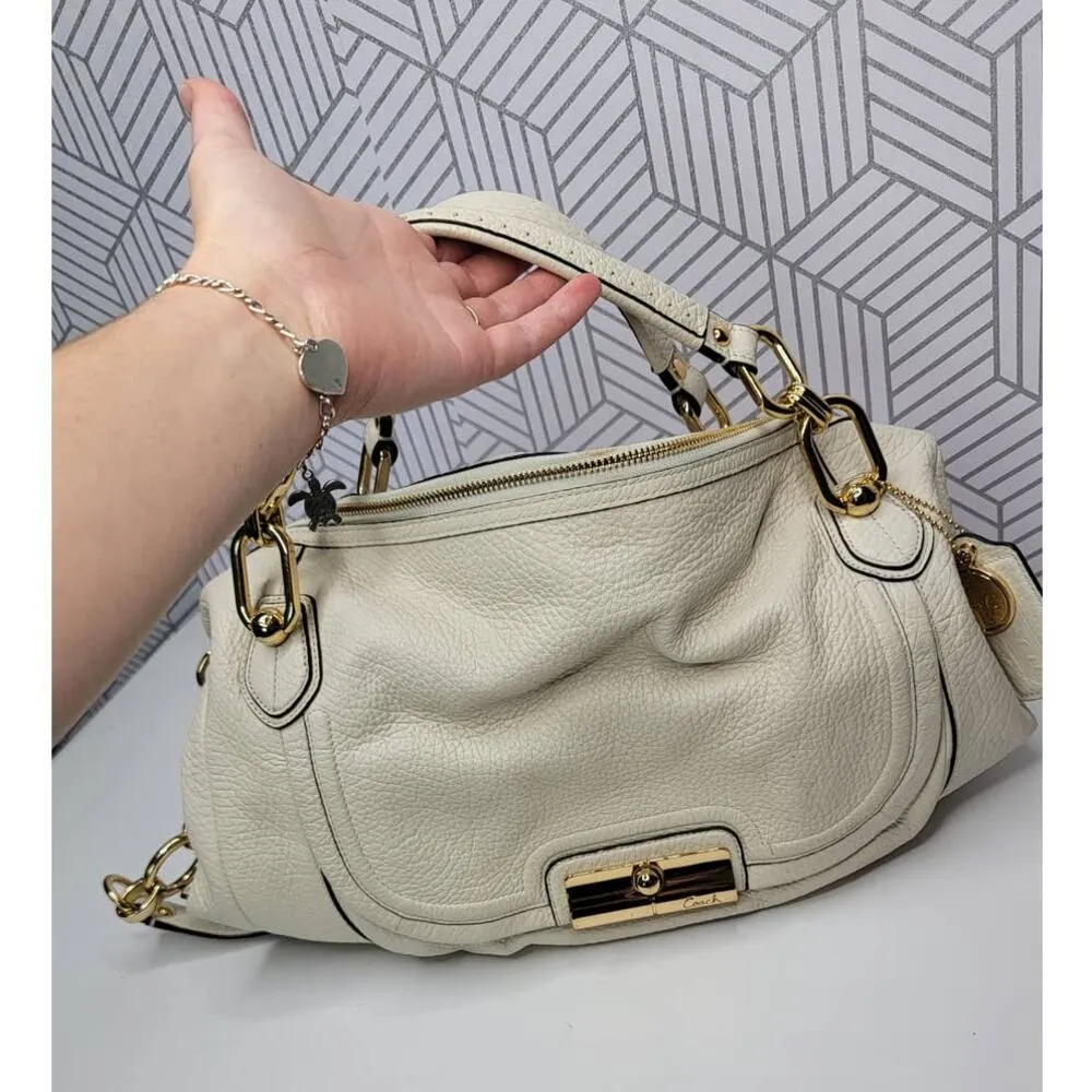 Kristin Elevated Leather Sage Round Satchel in Parchment - Image 2