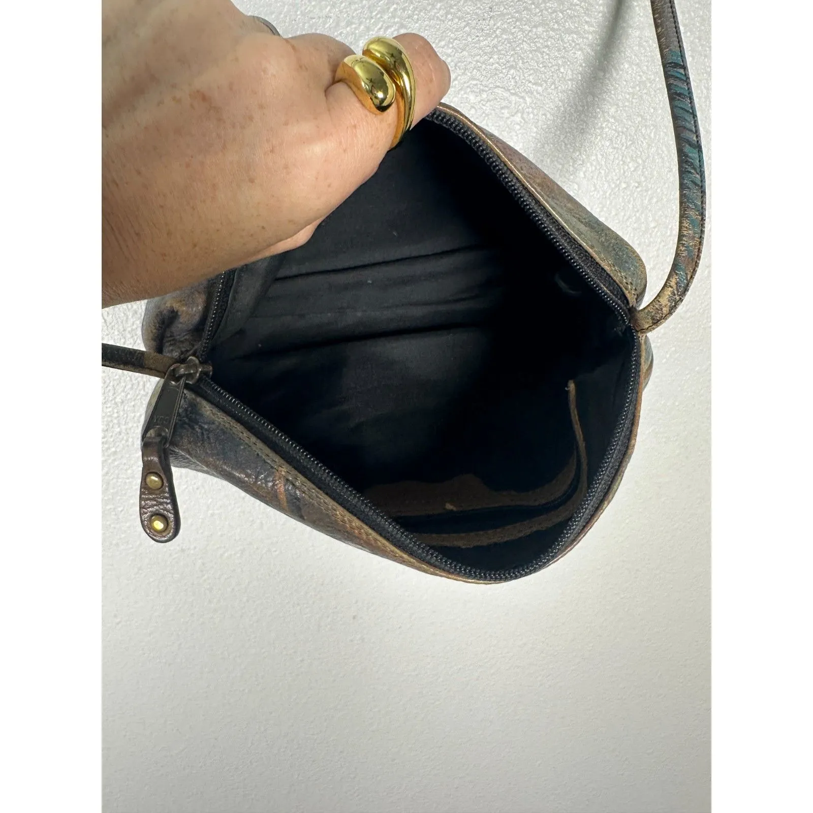 Jane Yoo Hand Painted Handpainted Crossbody Purse Handbag Abstract Signed - Image 6