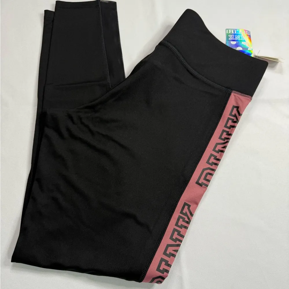Victoria's Secret Black and Pink Leggings Sleek Design - Image 2