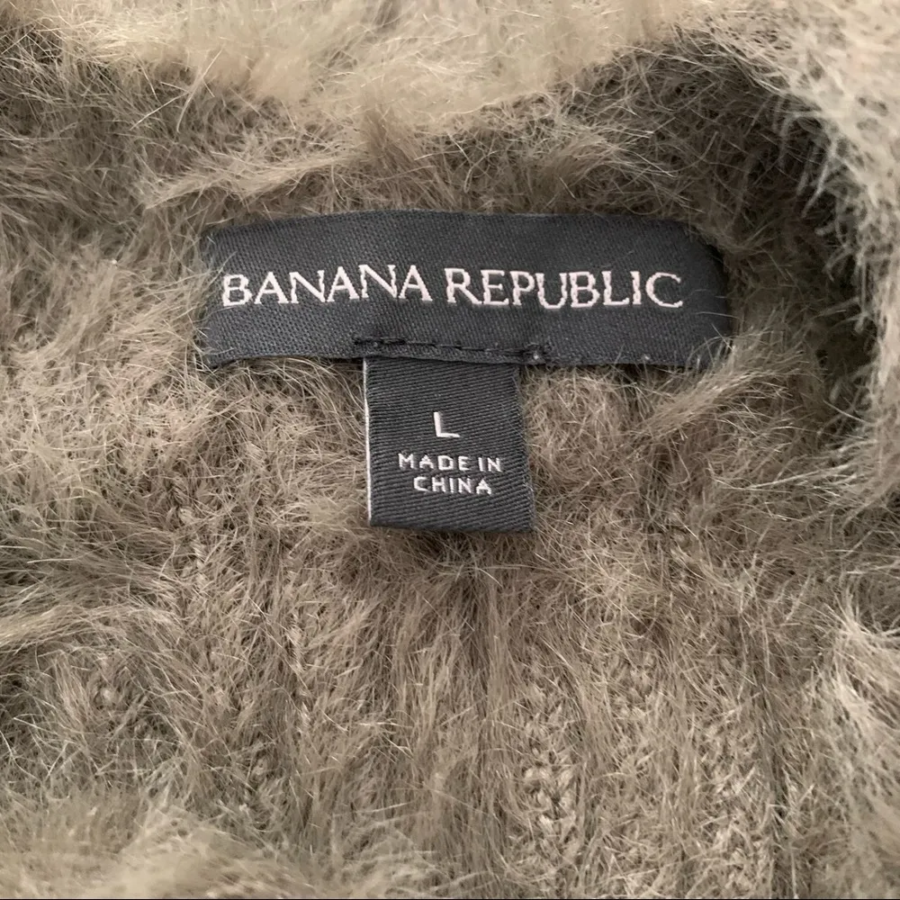 Banana Republic Fuzzy Merino Wool Blend Olive Green Sweater Tie Back - Image 6