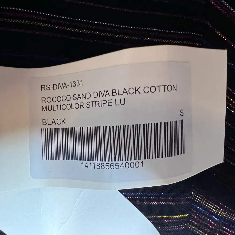 ROCOCO SAND DIVA BLACK COTTON
MULTICOLOR STRIPE Size Small NWT - Image 6