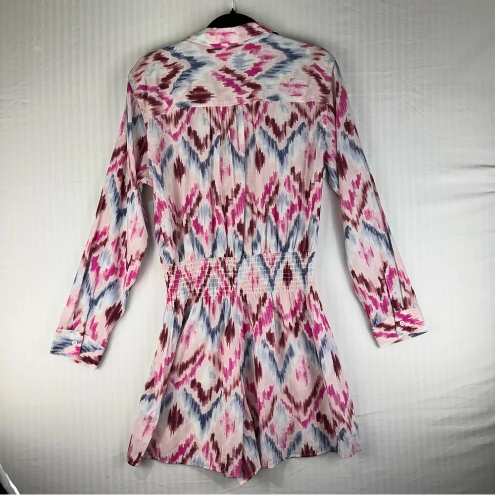 Splendid Amalia Romper Watercolor Printed Long-Sleeve Button Front Size Large - Image 4