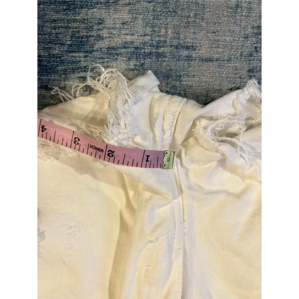 Shein White Distressed Denim Cutoff Shorts Medium / Size 6 - Image 6