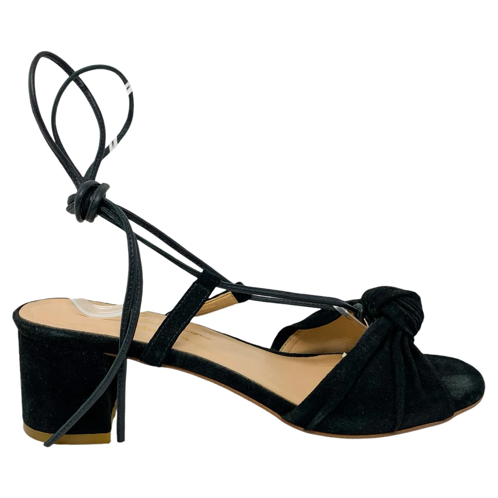 For Love & Lemons x Marais USA Black Suede Knot Wrap Tie Block Heel Sandals - Image 7