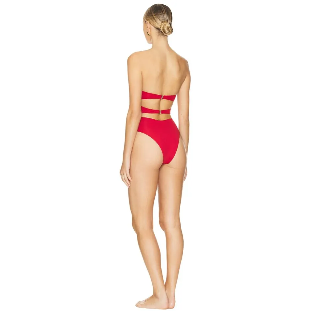 La Reveche Vesna One Piece in Red Large New Womens Cut out Swimsuit - Image 2