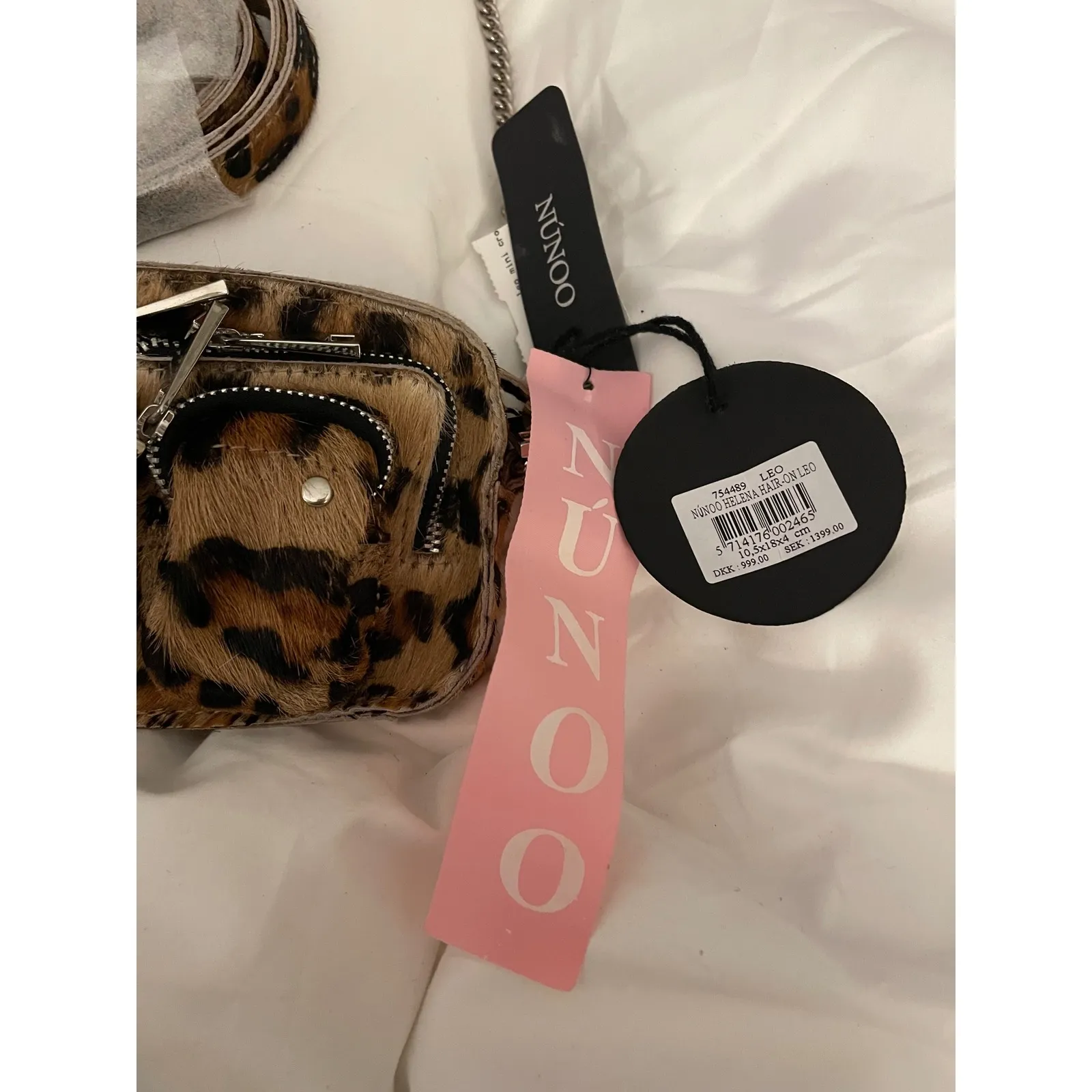 NUNOO Leopard Print Calf Hair Crossbody Bag Silver Tone Hardware NWT Brown - Image 8