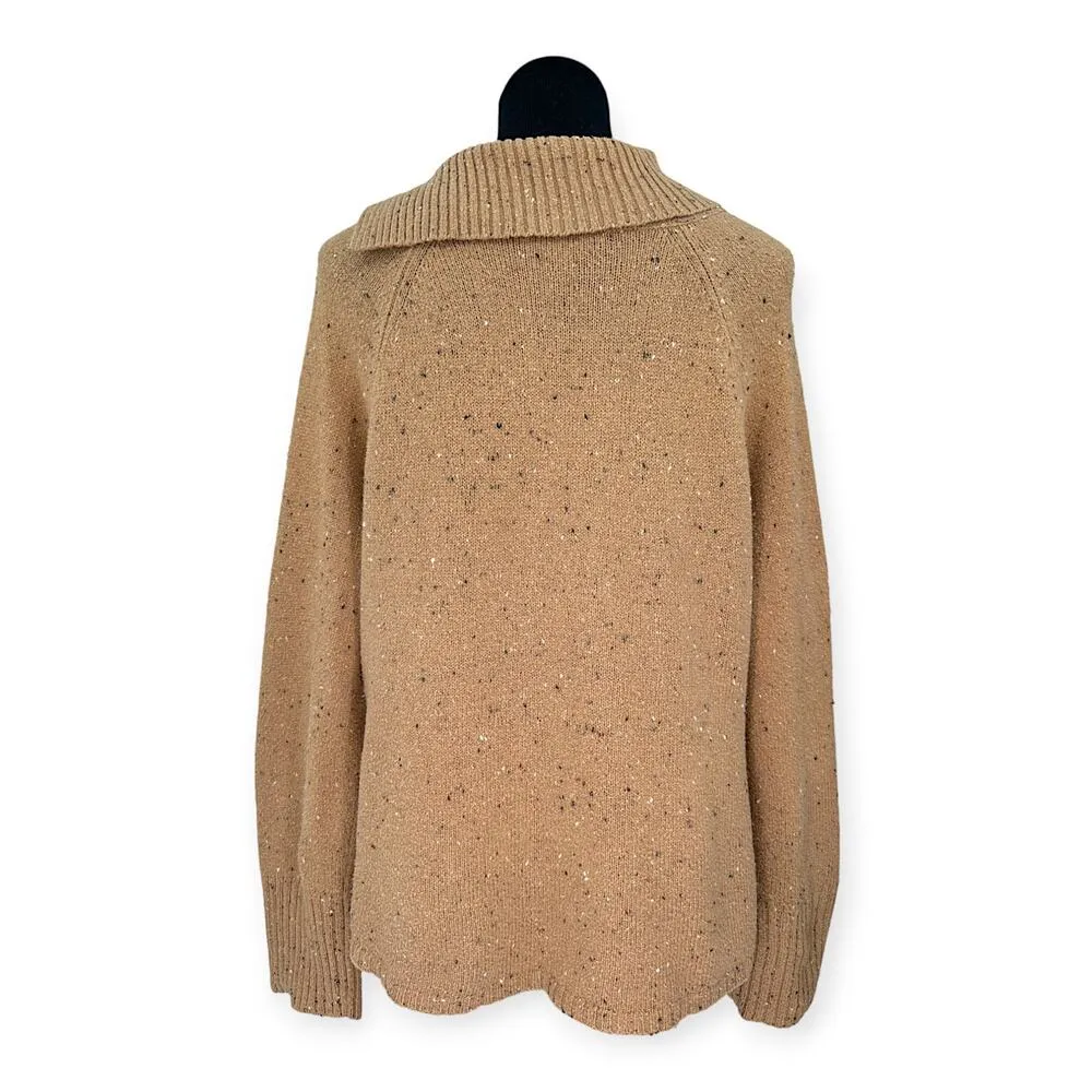 J.Jill | Medium | Confetti Speckled Fold Over Cowl Neck Knit Pullover Sweater - Image 6