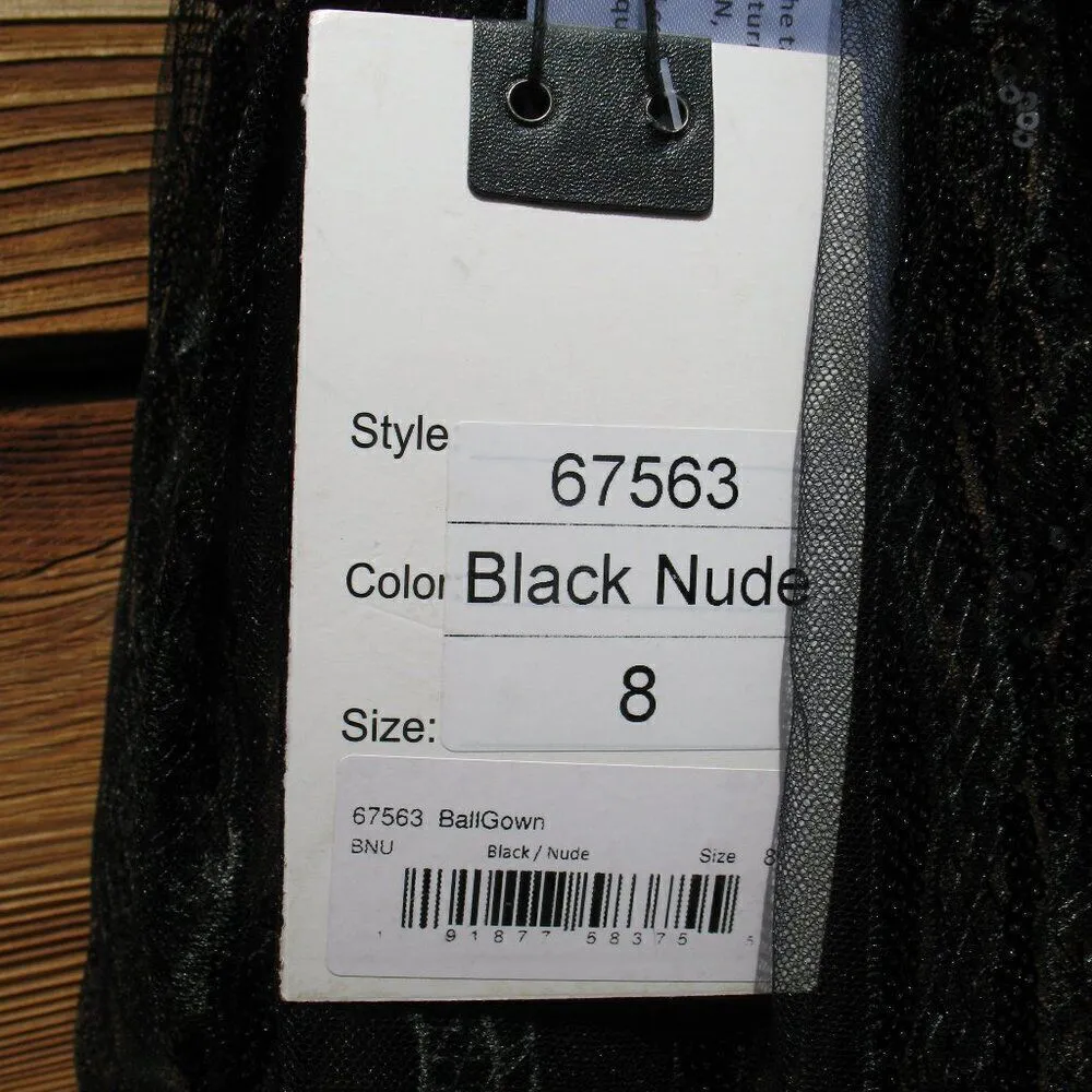 Mac Duggal 67563  Womens Black Floral Applique Tie Back Lace Gown Dress - Image 14