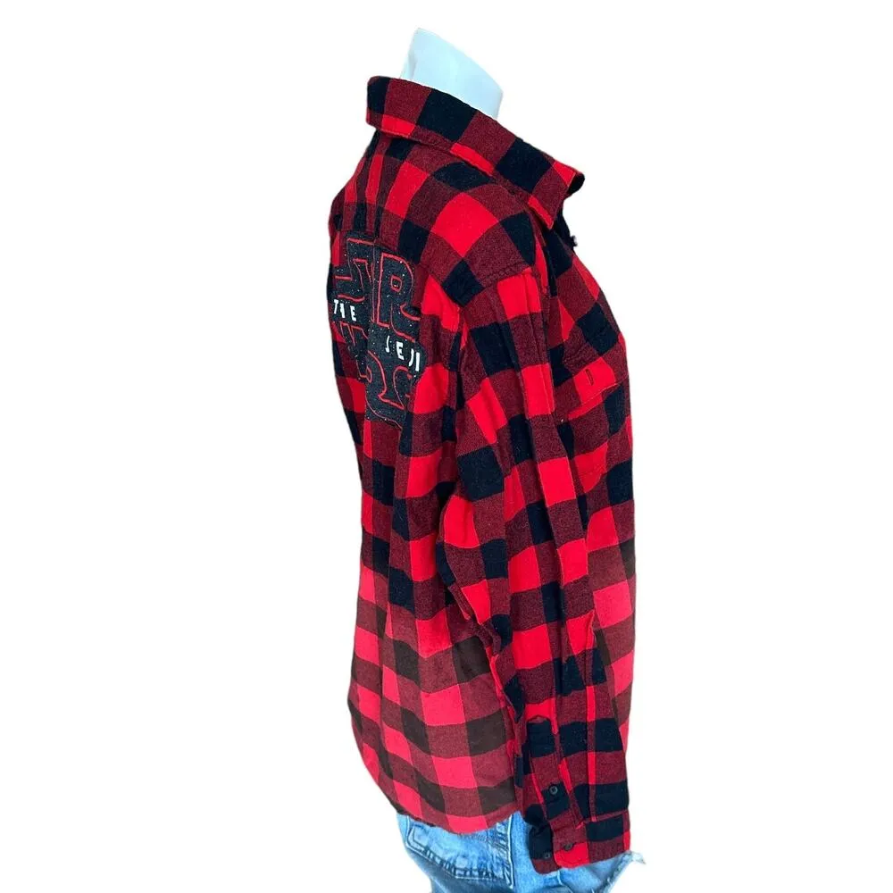 Star Wars Last Jedi Plaid Flannel Shirt MEDIUM Red Shacket Oversized One of Kind - Image 4