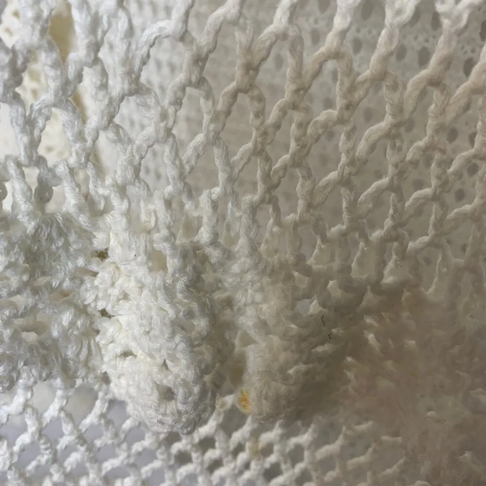 Y2k Cream Open Weave Tie Front Sweater Vest Small/ Medium - Image 7