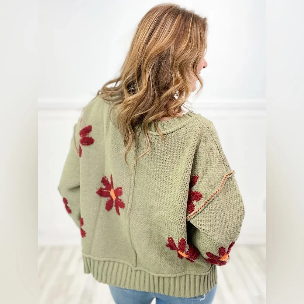 POL Floral Printed Knit Sweater - Image 3