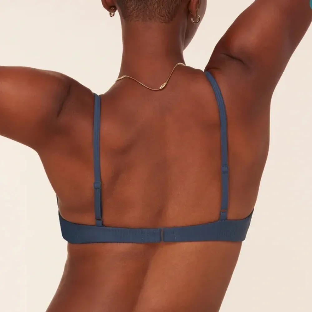 Andie The Bonita Bikini Top Rib Swimsuit  Bijou‎ Blue size L NWT - Image 2