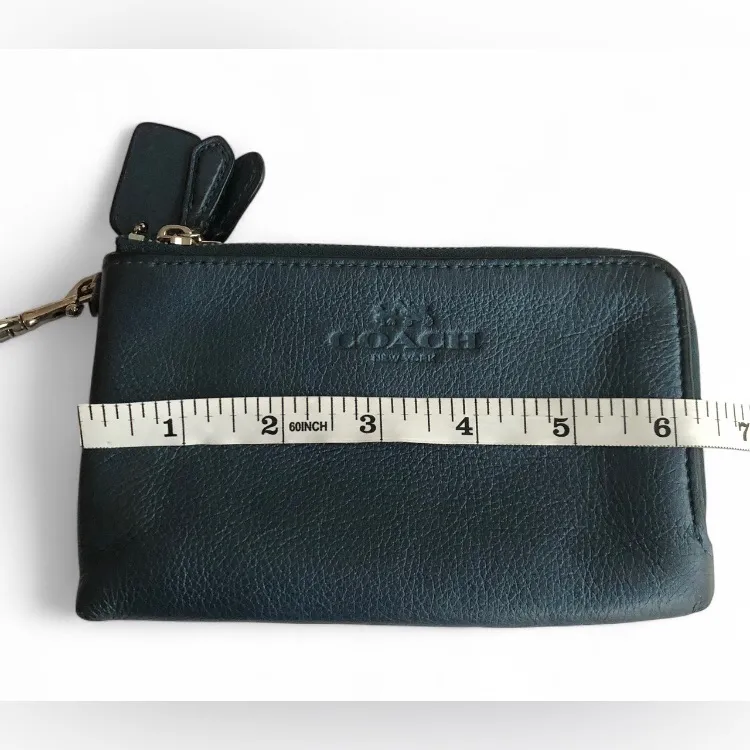 Coach Women’s Blue Double Zipper Wallet With Wrist strap - Image 9