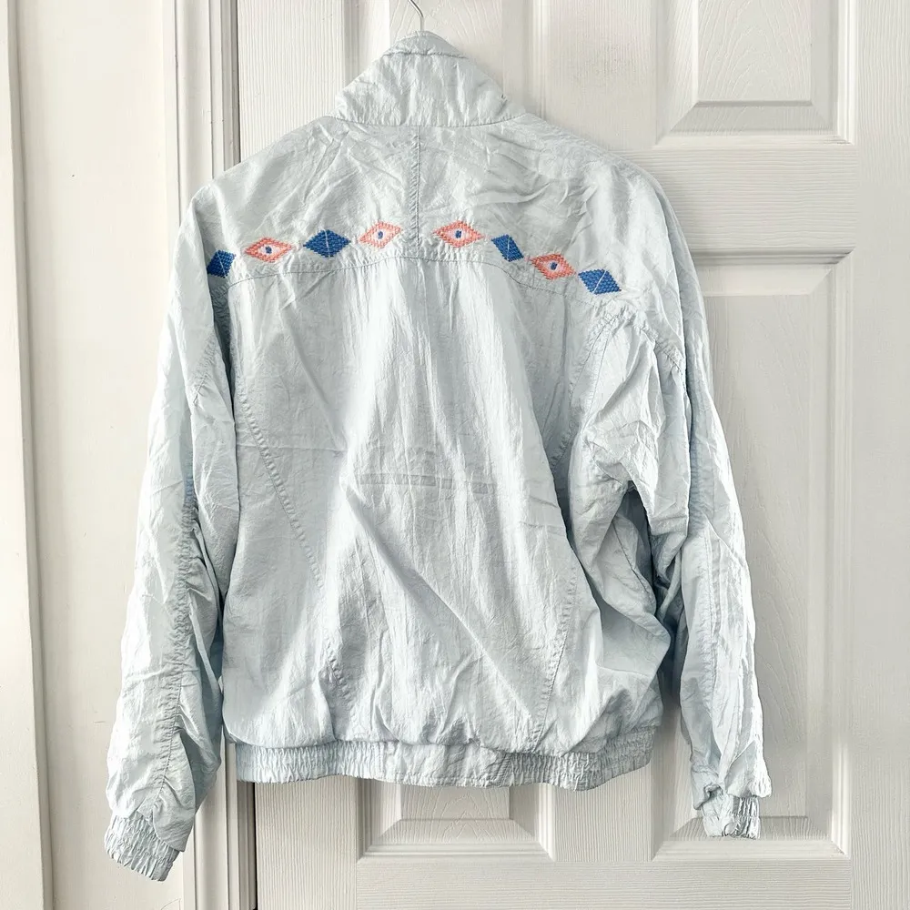 Ellesse Vintage Light Shimmery Blue Diamond Stitched Windbreaker Jacket Meidum Size M - Image 7