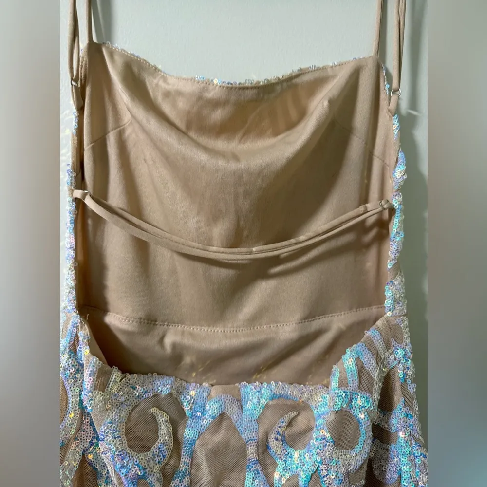 Lucy in the Sky Strappy Dress in Nude Iridescence Size M - Image 8