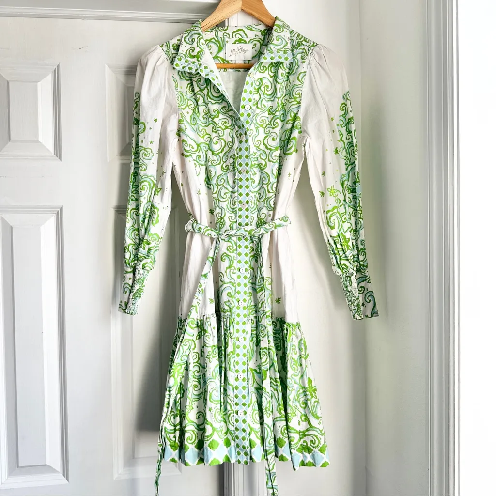 Lilly Pulitzer Drena Long Sleeve Belted Shirt Dress in Resort White Sol Mates - Image 5