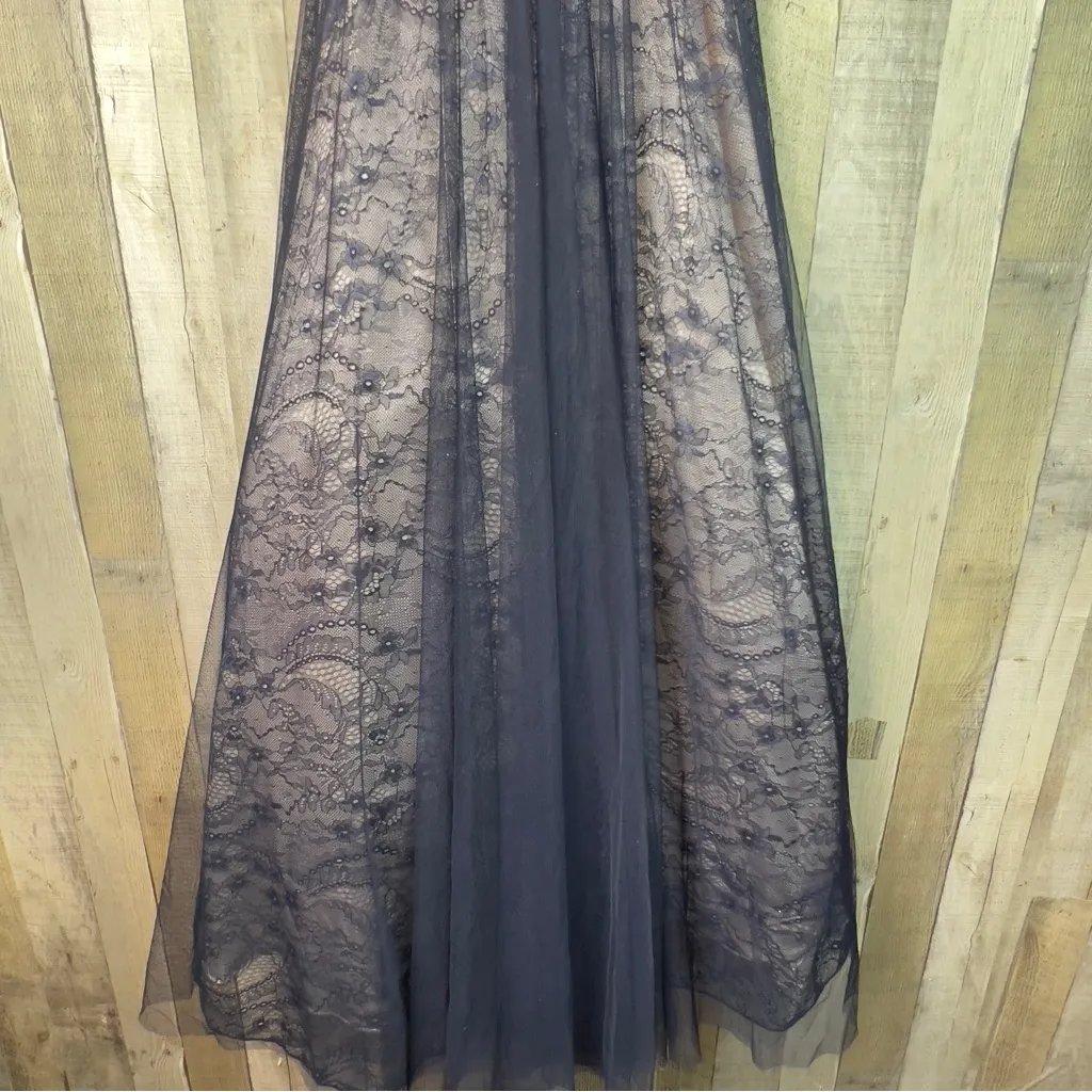 TLL Say Yes To the Prom Dress Size 0 Navy Blue Tulle Beaded Formal Evening Dress - Image 5