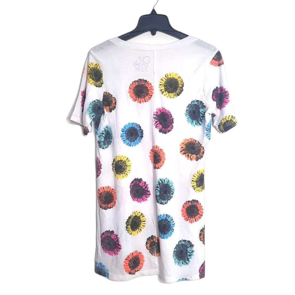 Sunflower Floral Tee White Size Small NEW Lightly Flawed - Image 3
