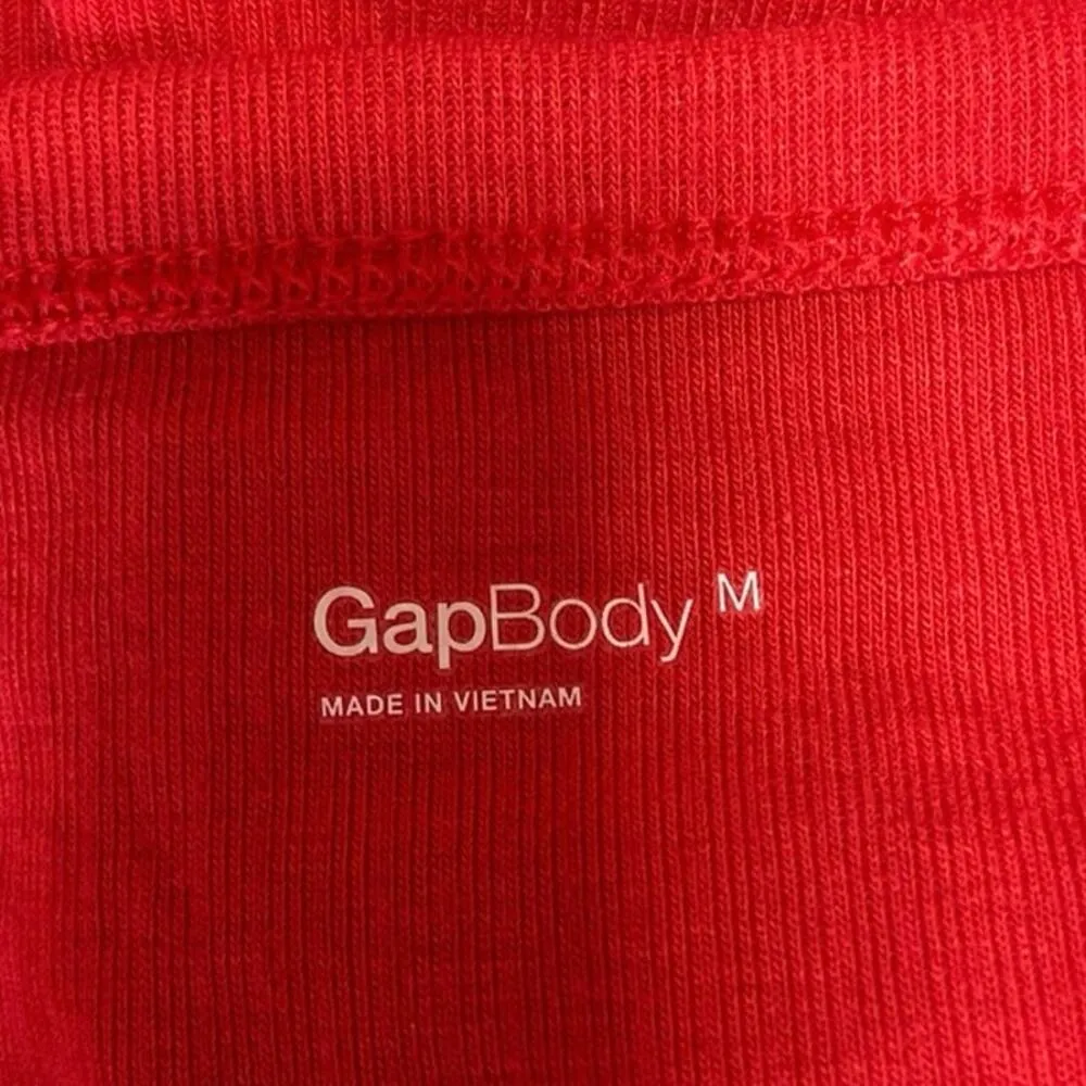 Gap Red V Neck Button Front Stretch Pullover Long Sleeve Henley T-Shirt Top M - Image 3