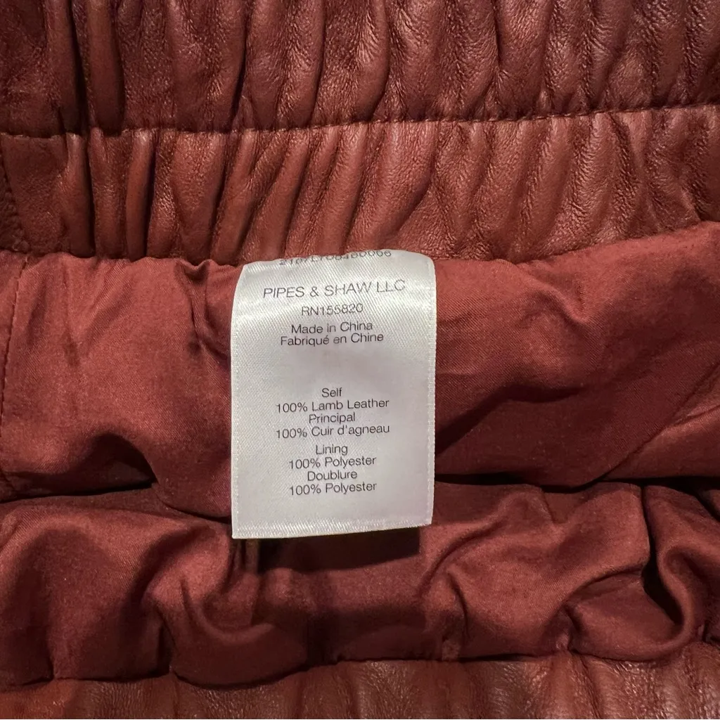 Veronica Beard Wasia Rust Leather Jogger Pants - Image 10