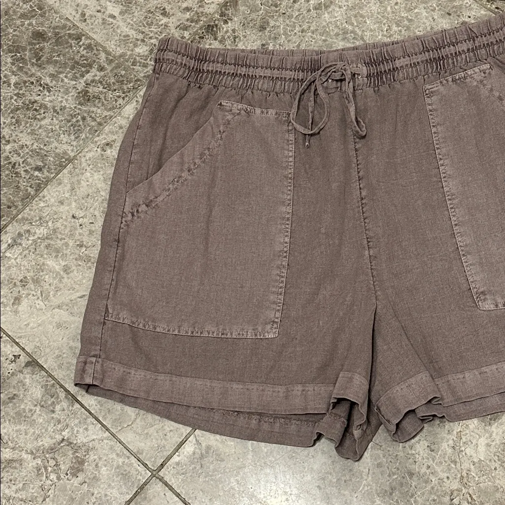 Universal Threads Linen Utility Shorts Mid Rise NEW Tie Waist Size Large Mocha - Image 3