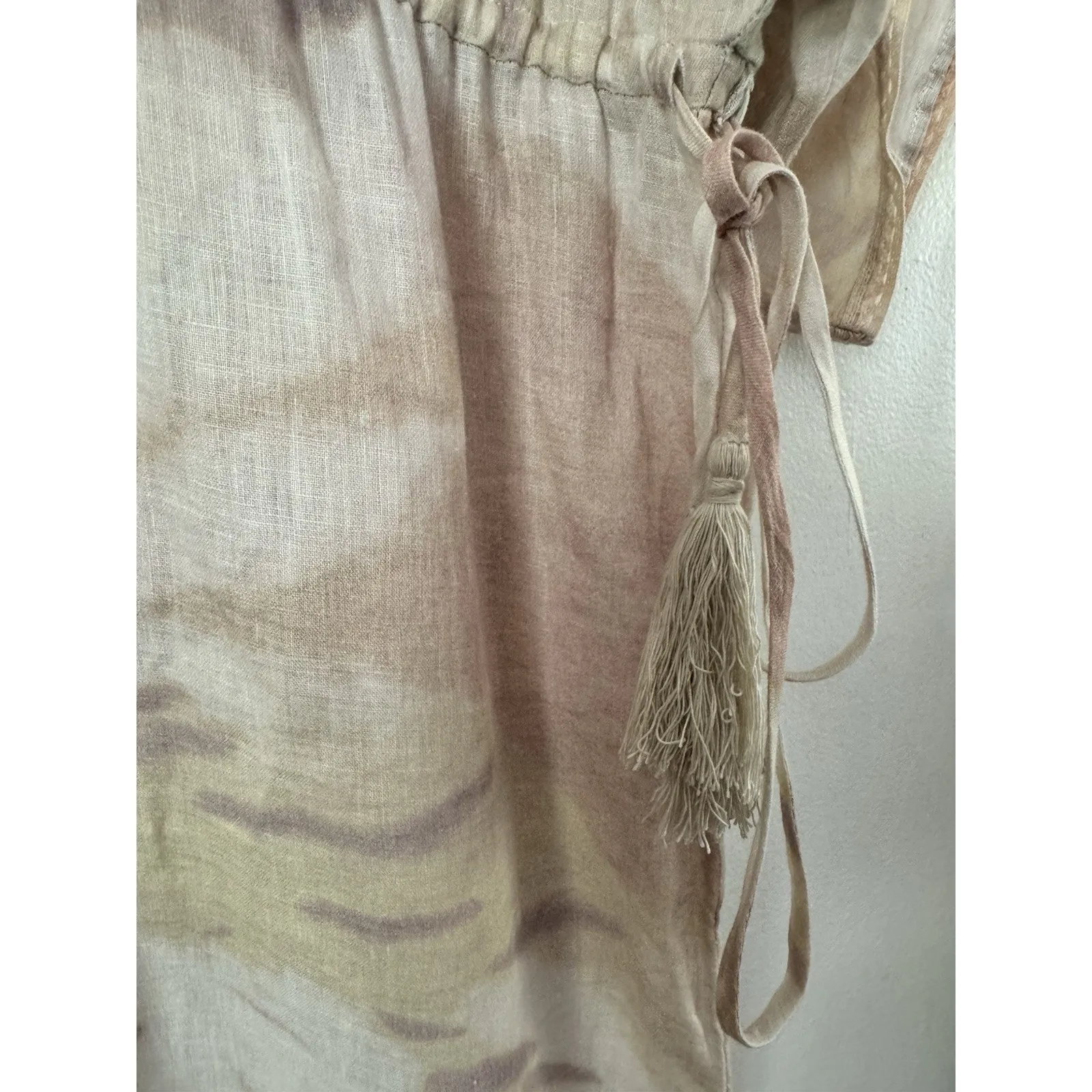 Calypso St Barth Marbled Tie Dye Linen Maxi Kimono Cover Up Dress Side Slit XS - Image 4