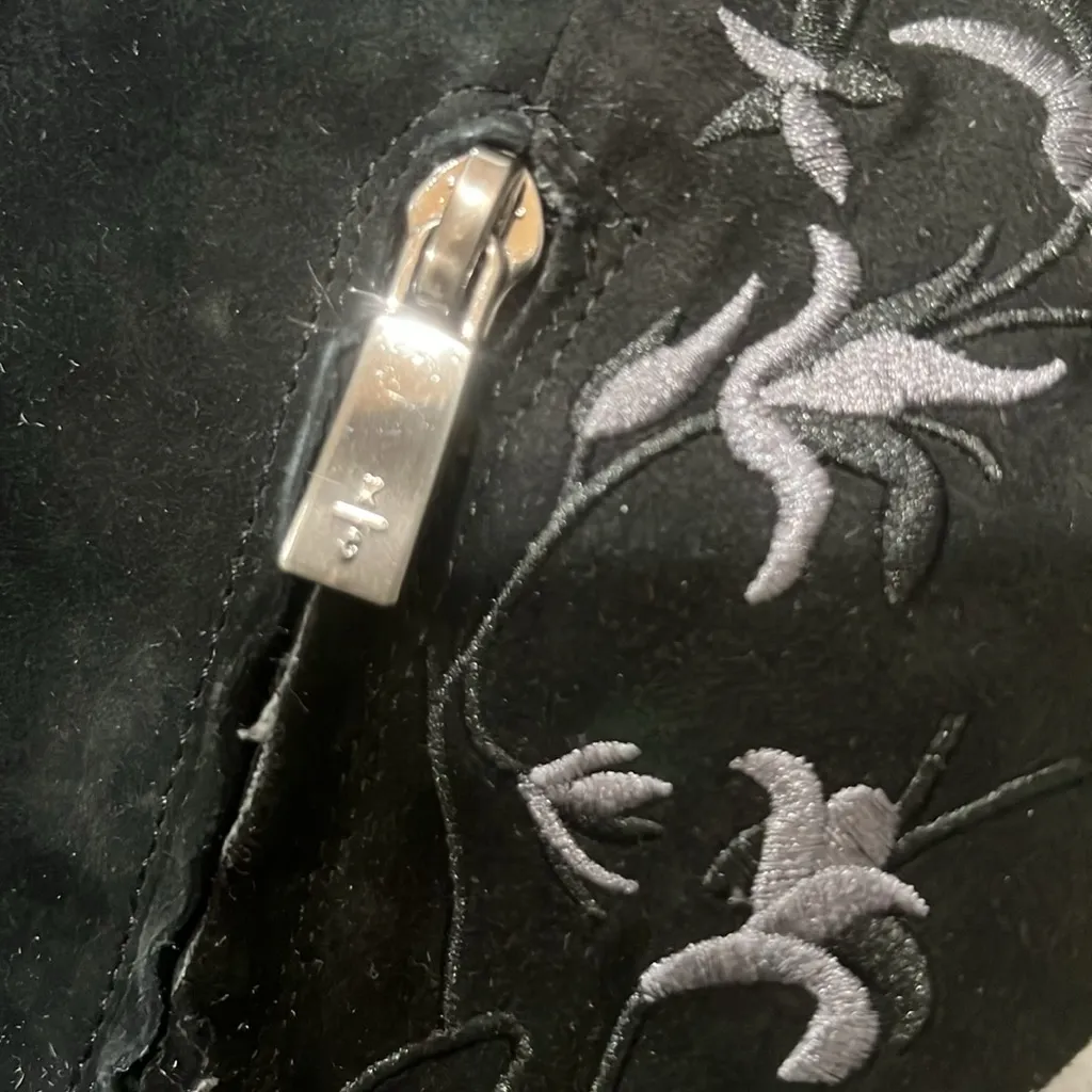 Kenneth Cole Black Over The Knee Embroidered Heeled Boots - Image 8