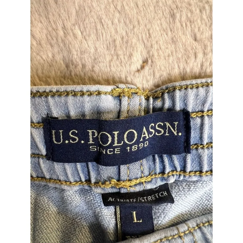 US Polo Assn. Women's Blue Chambray Elastic Waist Shorts Size L Standard Size L - Image 3