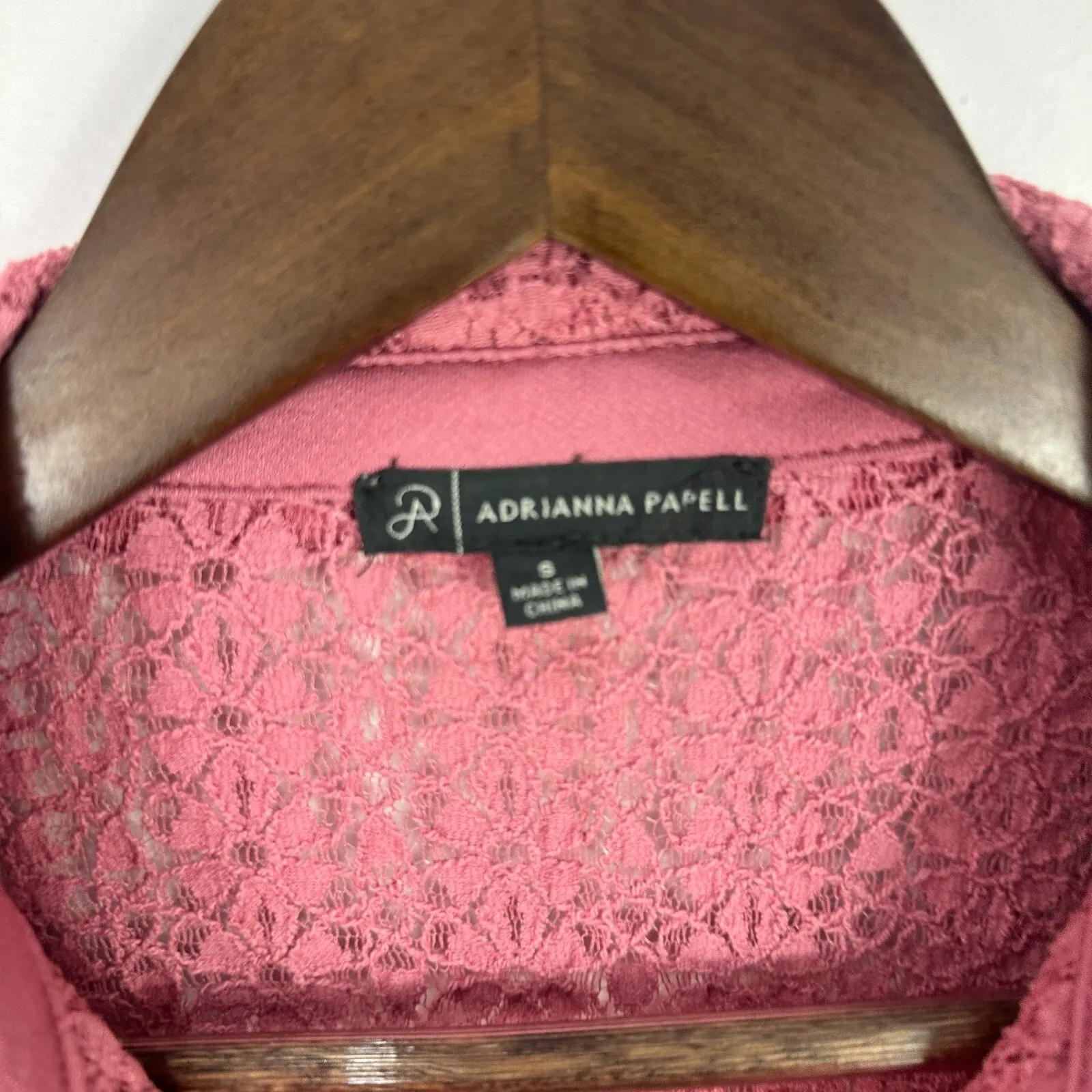 Adrianna Papell Top S Pink Lace Button‎ Down Ruffle Sleeve Romantic Feminine - Image 2