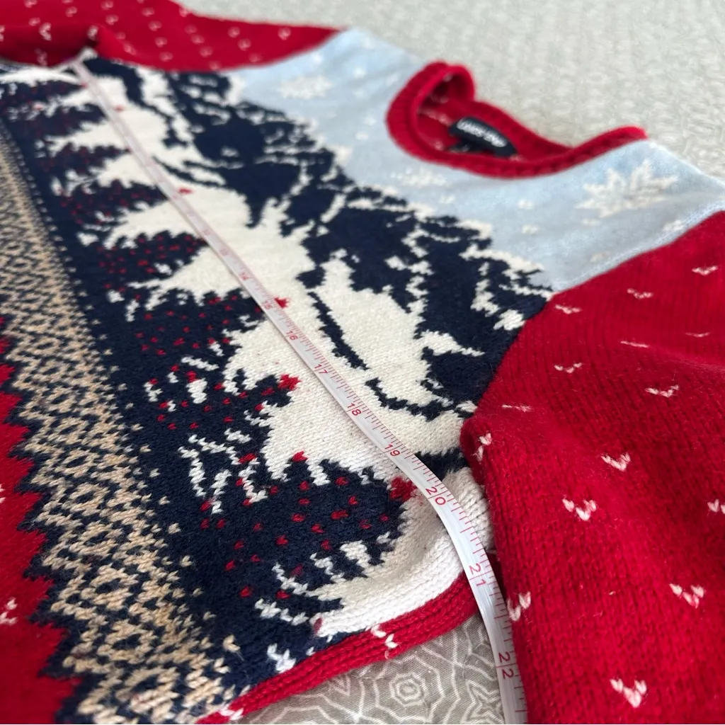 Lands' End Holiday Mountain Scene Winter Ski Crew Neck Sweater Size L - Image 7