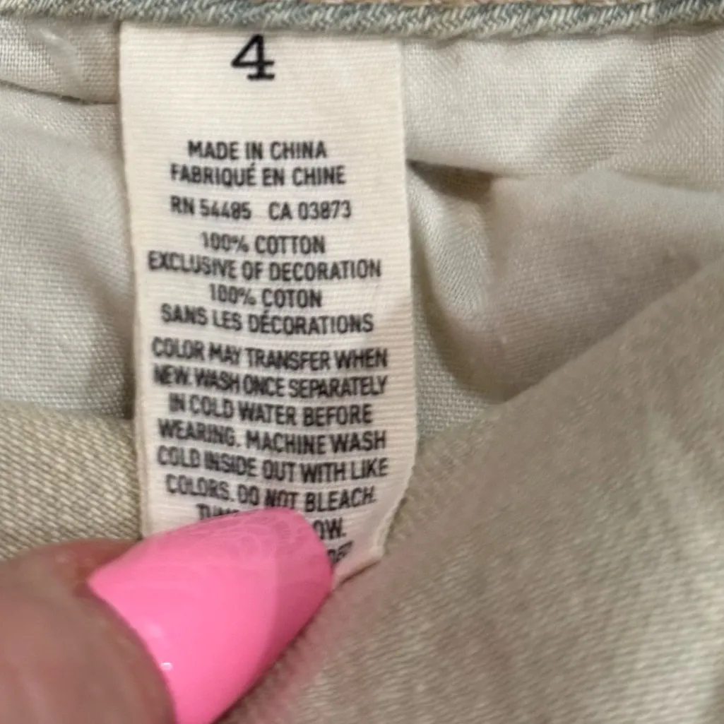 American Eagle Outfitters VINTAGE (2012) Washed Distressed Denim Tan Cut-offs - Image 3