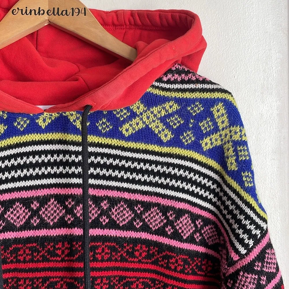 MSGM Sweater Hoodie In Multi Red Size XS - Image 7