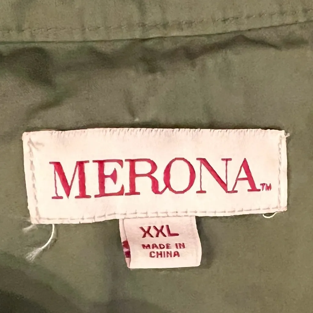 MERONA Womans Long Sleeve Roll Tab Jacket Coat Army Green Sz XXL 2XL Grunge A-6 - Image 3