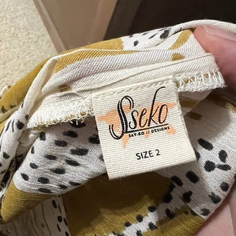 Sseko Shift Solstice print Dress size 2 Yellow Size M - Image 7