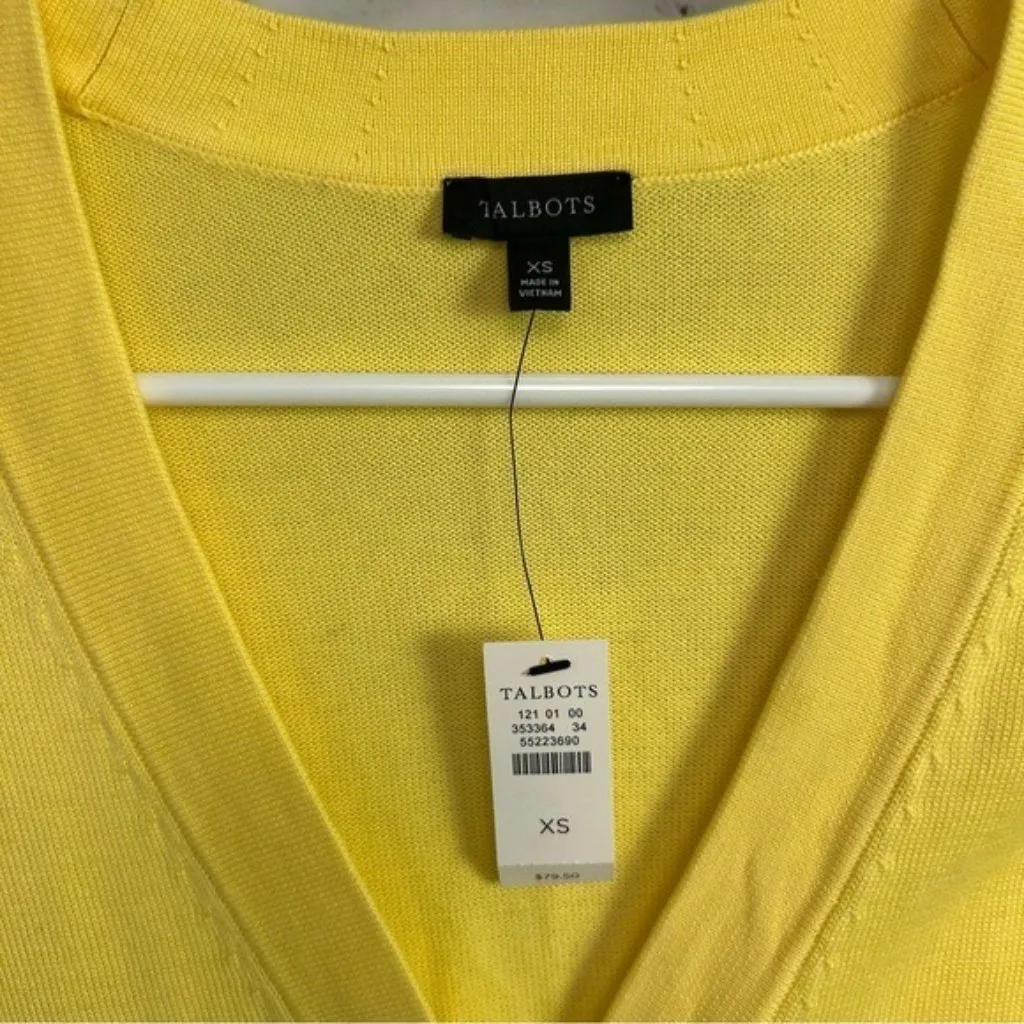 Talbots New V neck pastel yellow spring girly cardigan sweater size XS - Image 5
