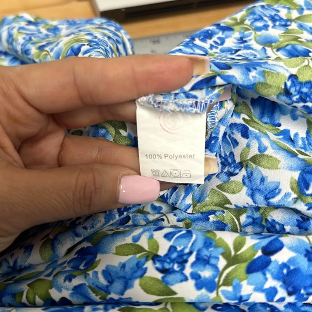 Plus Size Women's Ditsy Floral Petal Sleeve Summer Shirt Sz XXL White - Image 7