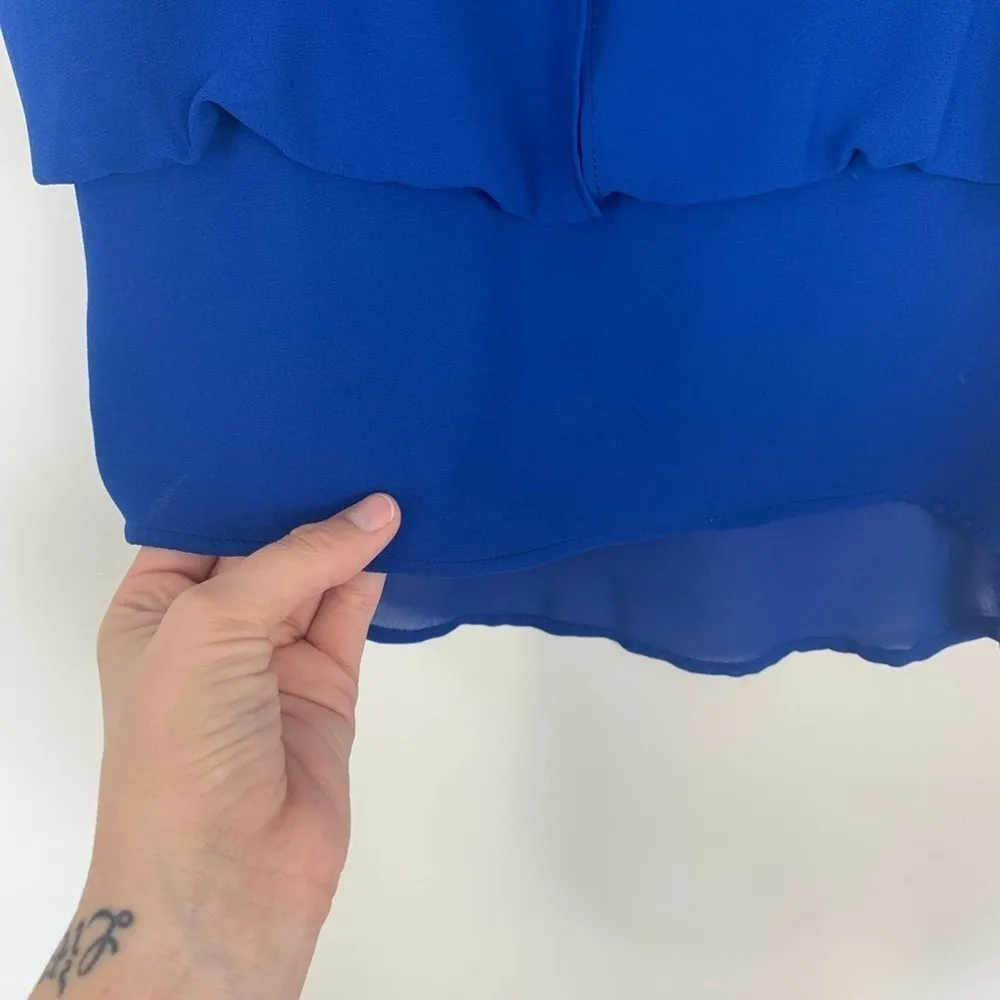 Naked Zebra Royal Blue Chiffon Sleeveless Blouse Medium - Image 9