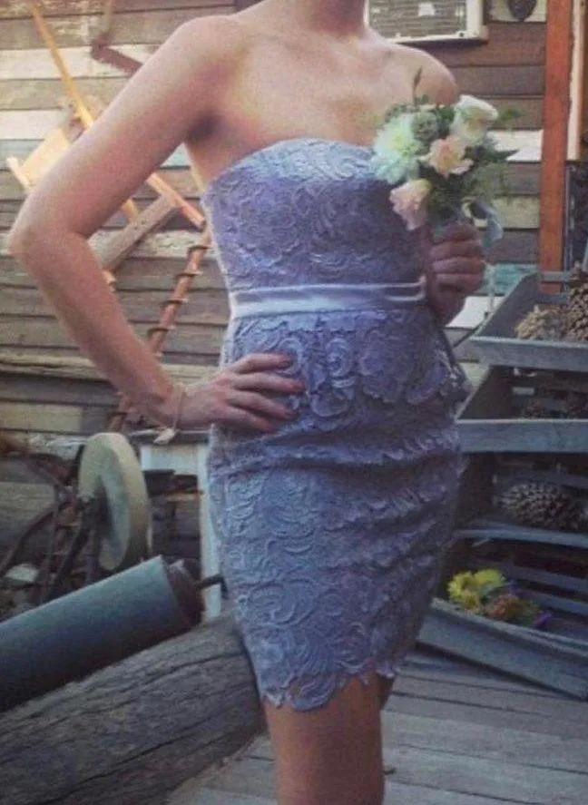 Adrianna Papell  Beige Lace Strapless Dress - Image 2