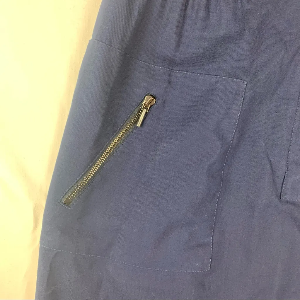 Akris Punto women's size 10 m Navy Wool Blend dress button front cinch waist - Image 12