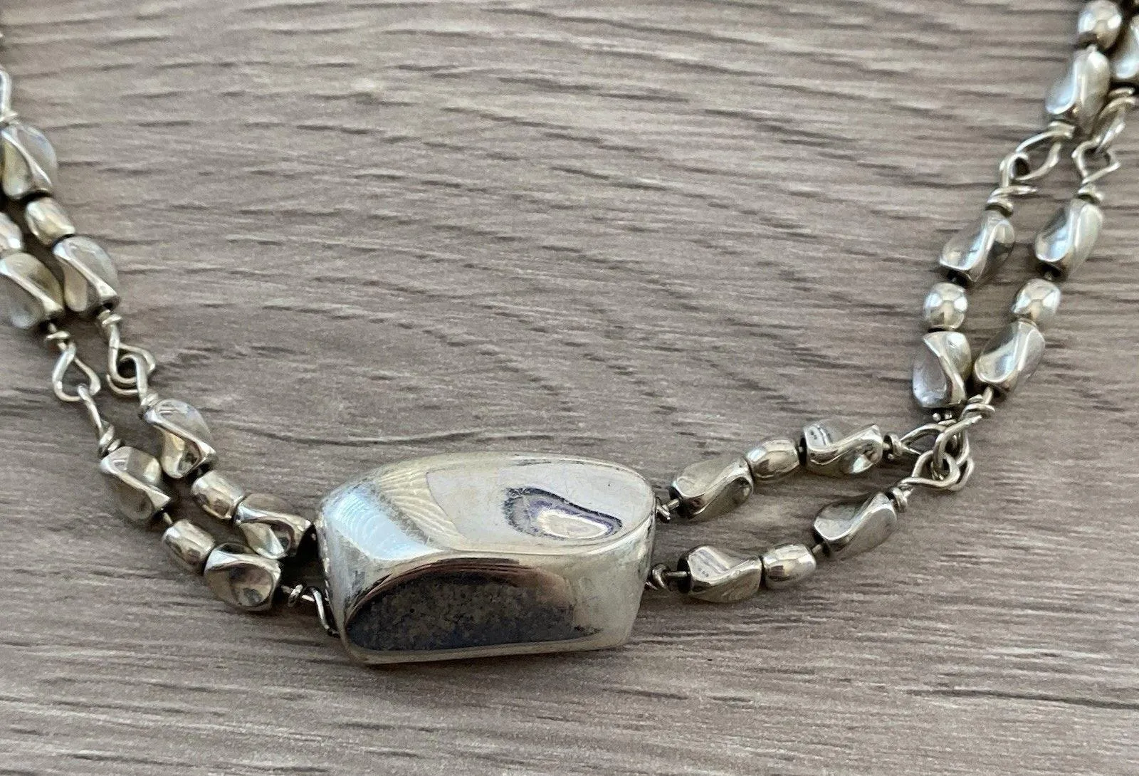 Anne Klein Vintage Silver Tone Choker Necklace 15" Pearl Style Beads Chunky - Image 3