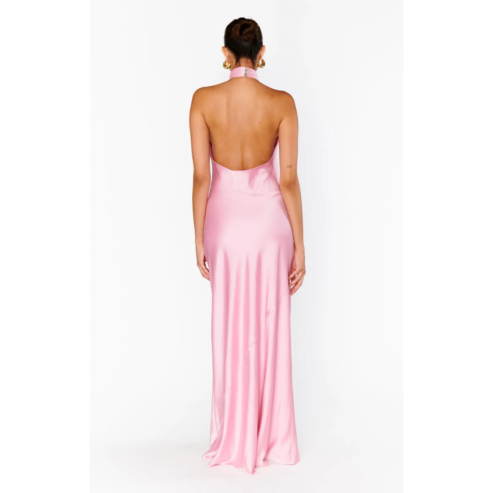 Show Me Your Mumu Jasmine Halter Maxi Dress in Light Pink Luxe Satin M - Image 8