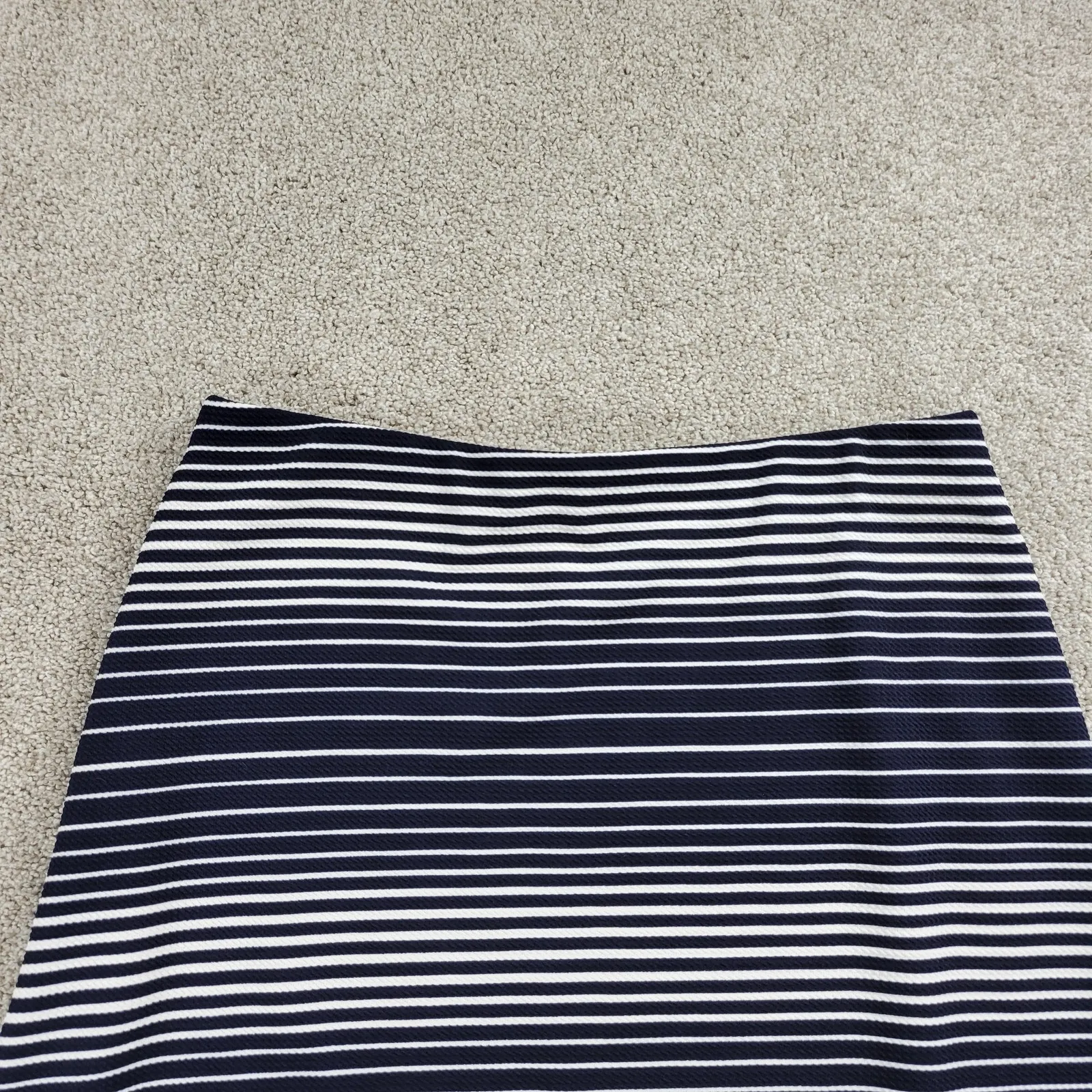 Margaret M Womens Skirt Large Navy White Stripe A Line Mini Stretch Lined Blue - Image 9