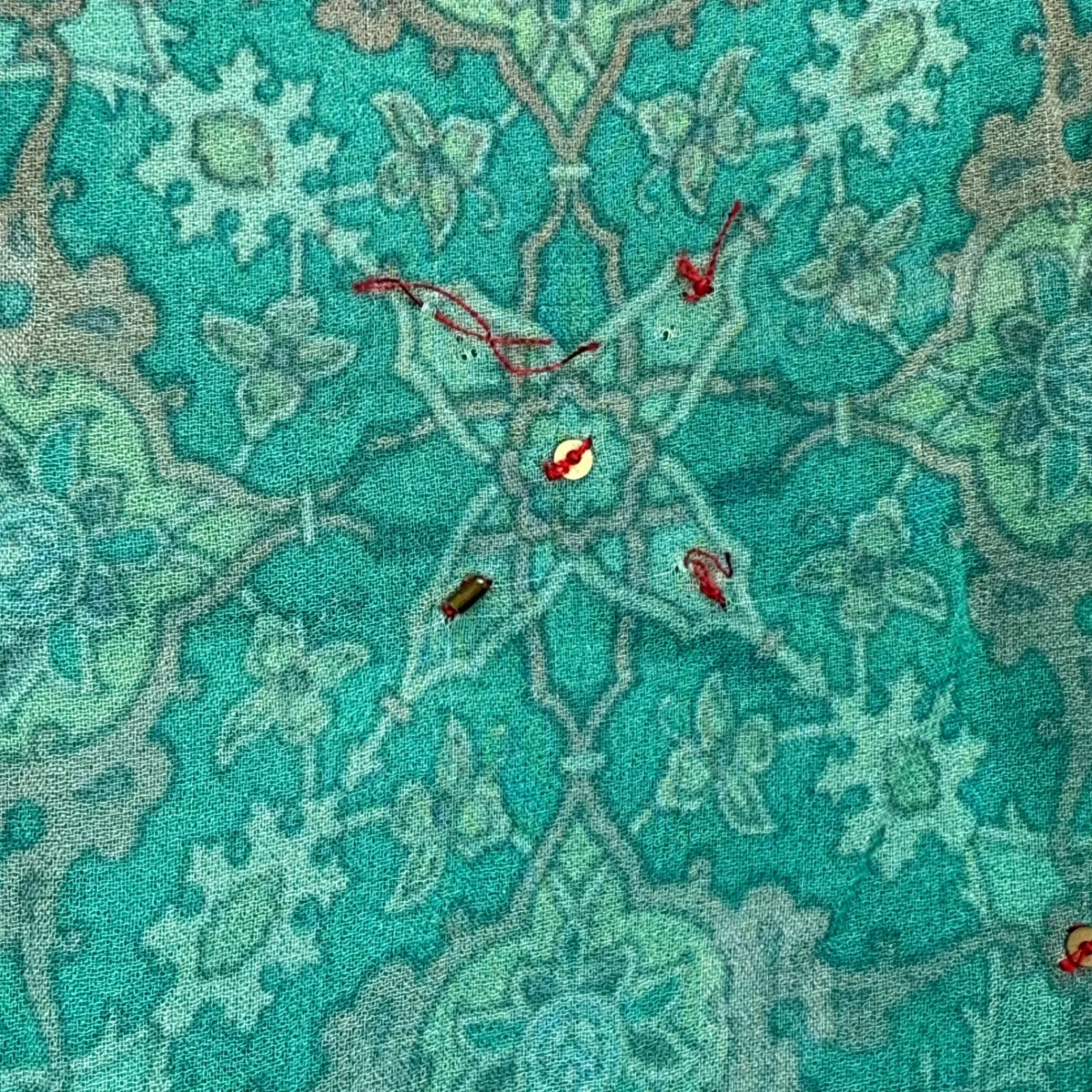 Anthropologie Tanvi Kedia Dress Bohemian Tassel Tie Rayon‎ Green Floral Print S - Image 12