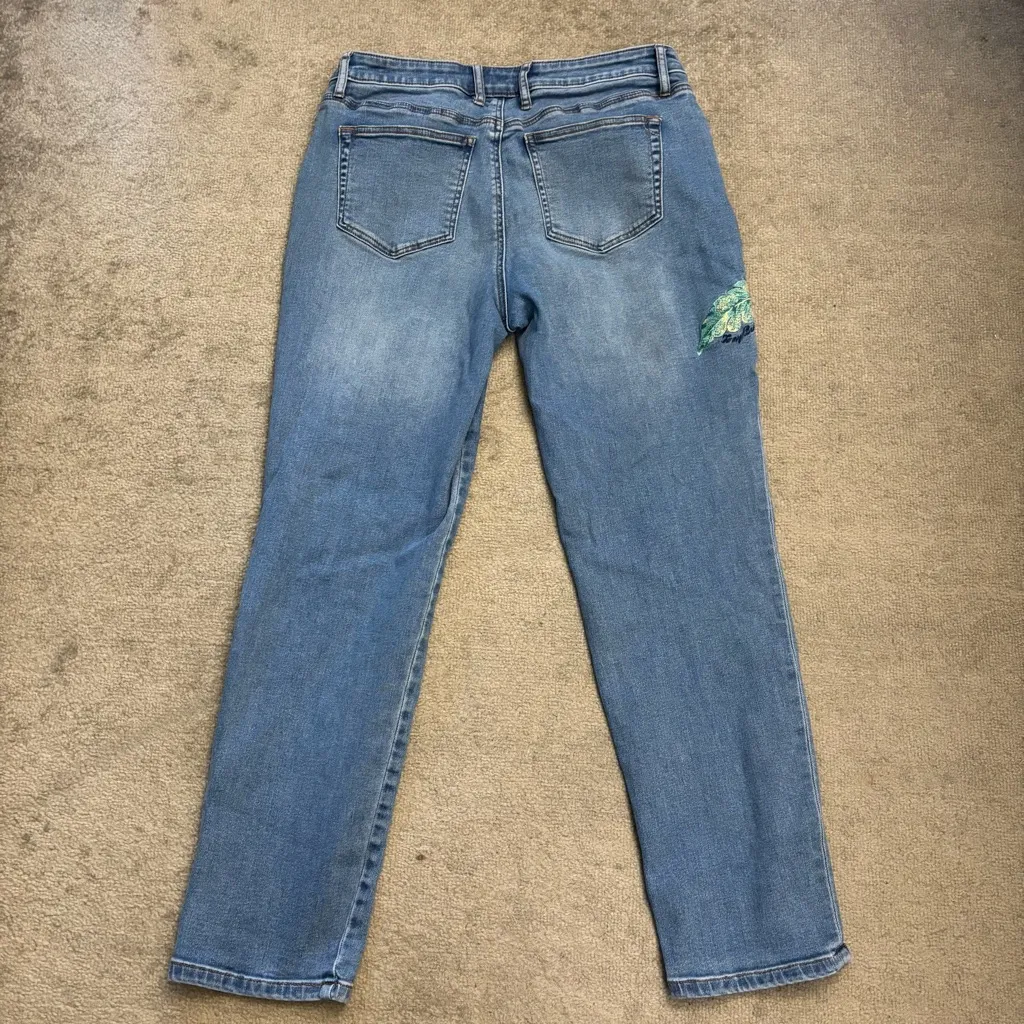 Tommy Bahama Tema Indigo Tweets Slim Boyfriend Jeans Embroidered Parrot - Image 3