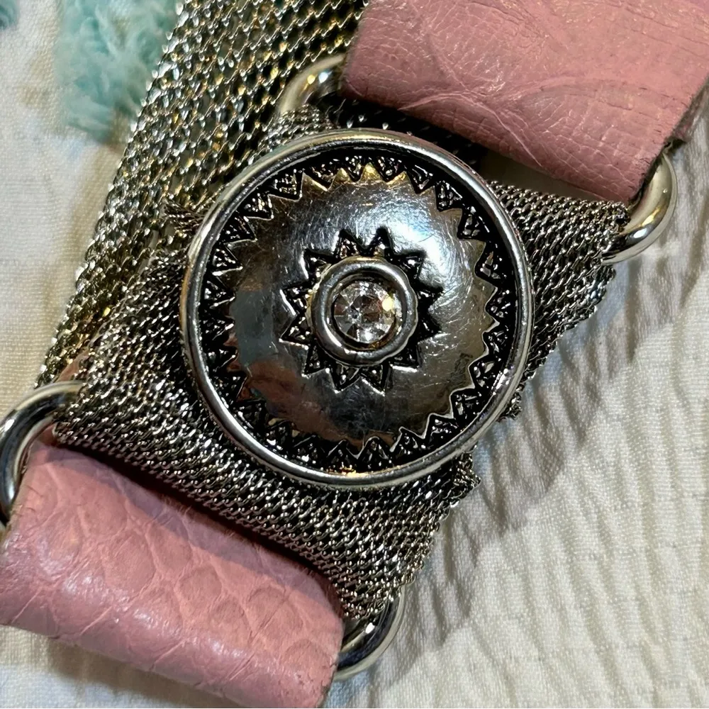 Pink Sparkle Silver Mesh Barbie Belt Size 34 - Image 5