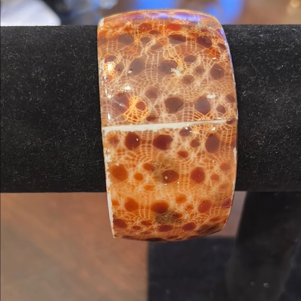 Vintage Brown and Orange Patterned Bangle - Image 2