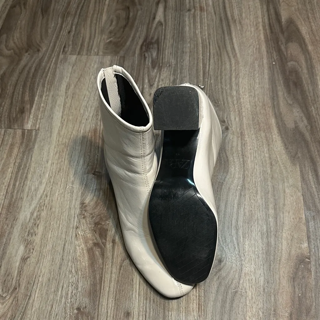 Zara Elegant Ivory Ankle Booties - Image 4