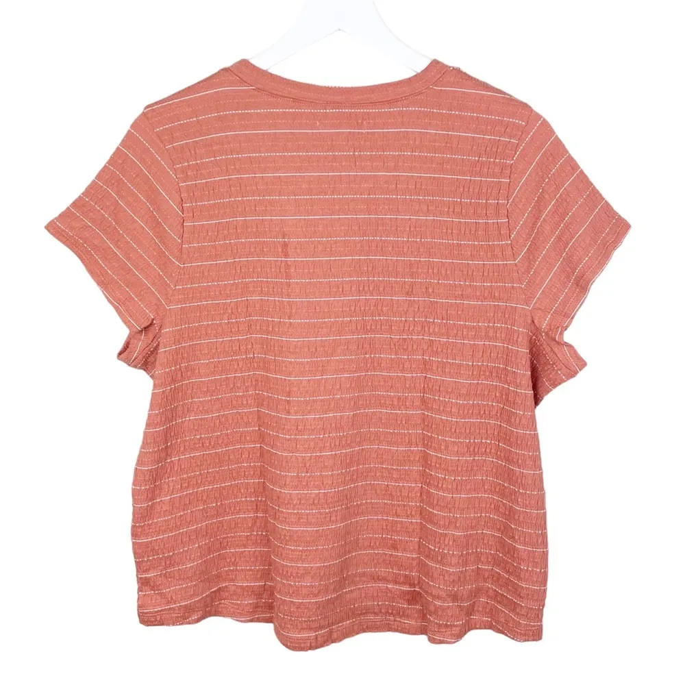 NEW Madewell Smocked Shrunken Shirttail Tee Sweet Dahlia Orange Women's Size XL - Image 4