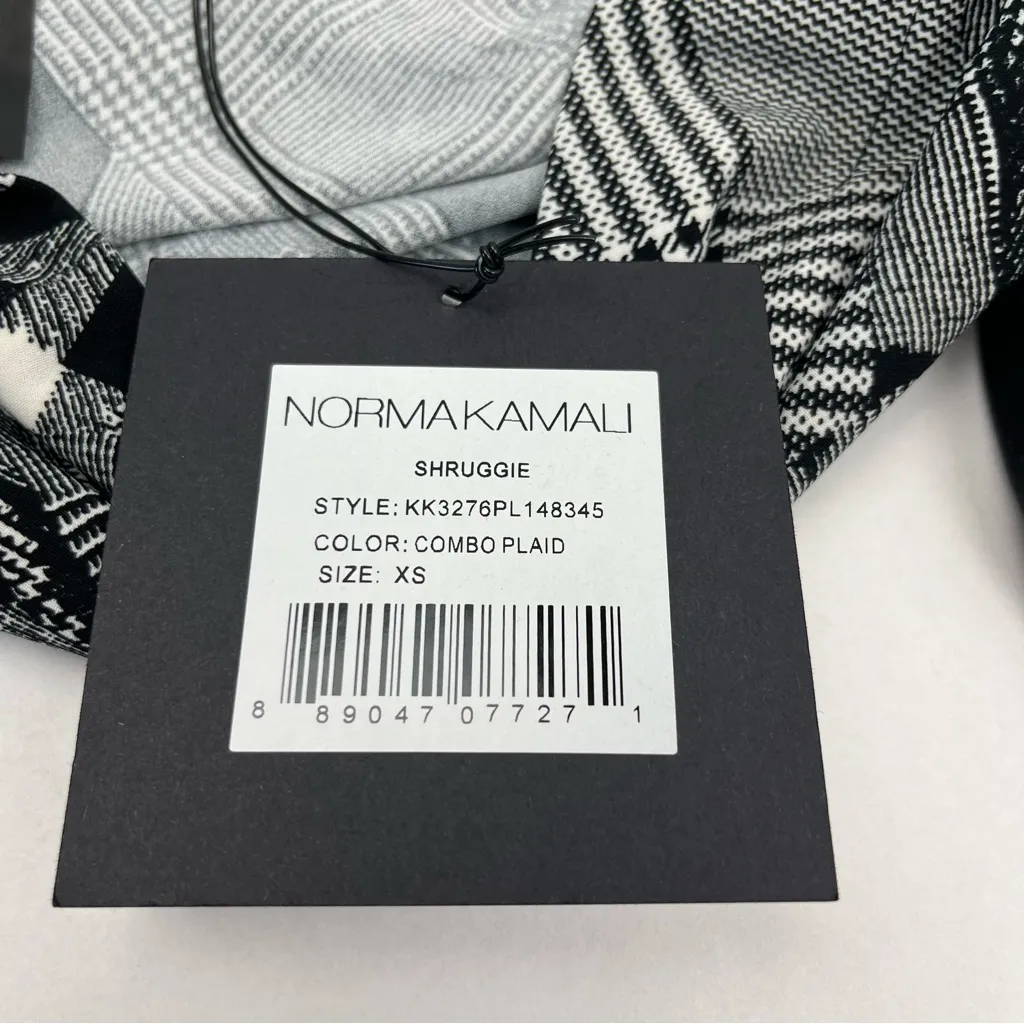 Norma Kamali Shruggie Shrug Plaid Combo Black White Long Sleeve Womens‎ XS NEW - Image 4