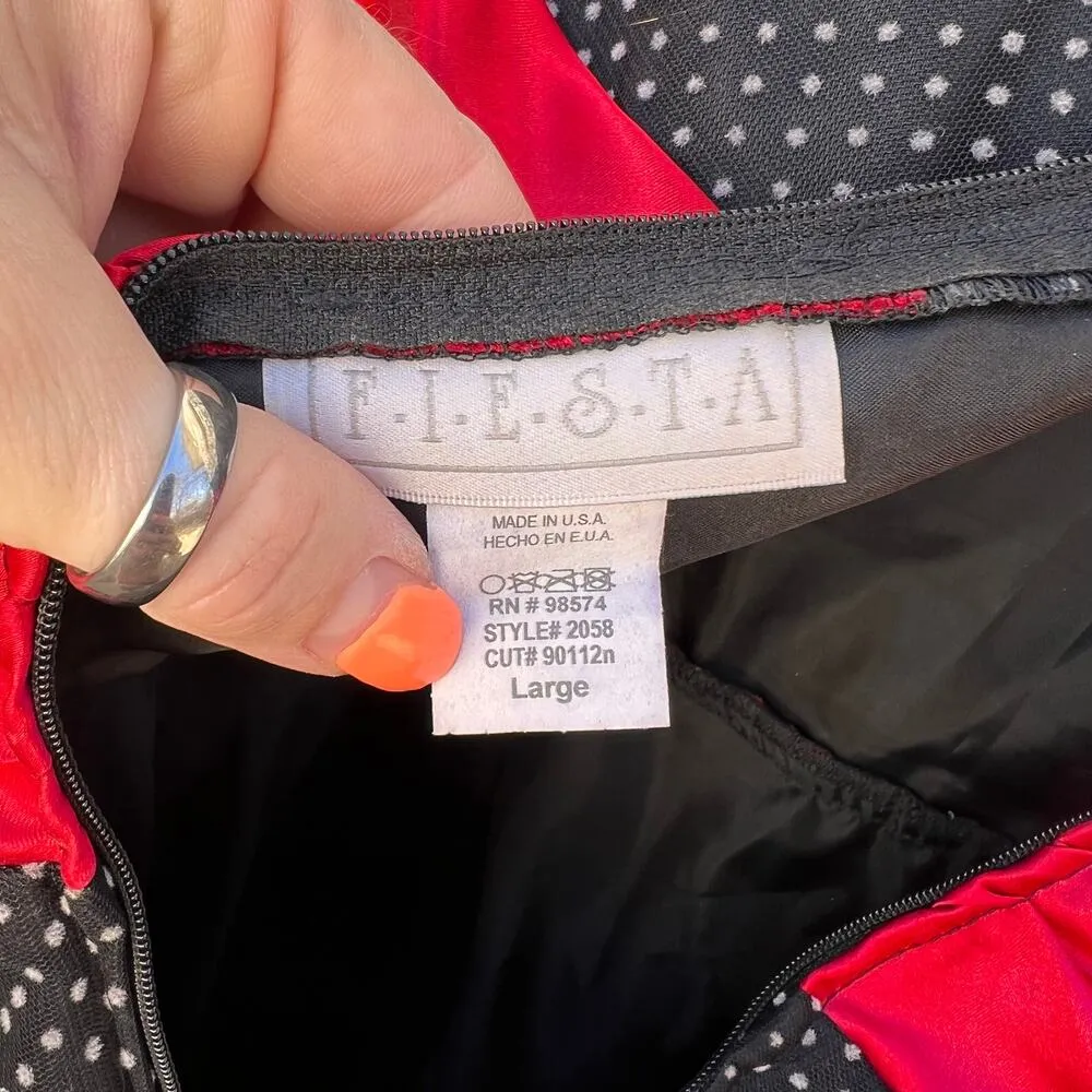 Vintage 90s red black white polkadot strapless punk goth prom dress LARGE - Image 5